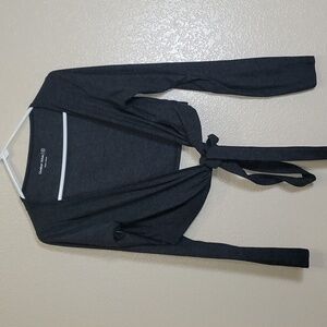 Outdoor Voices Dark Gray Long Sleeve Tie-Front Top